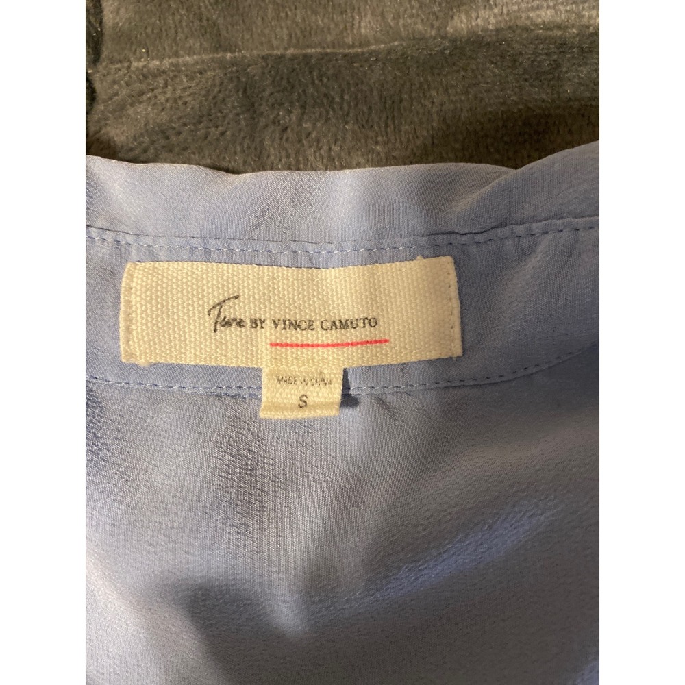 Two by Vince Camuto Light Blue 100% Silk Button Down Utility Shirt S 0704 - Picture 3 of 4